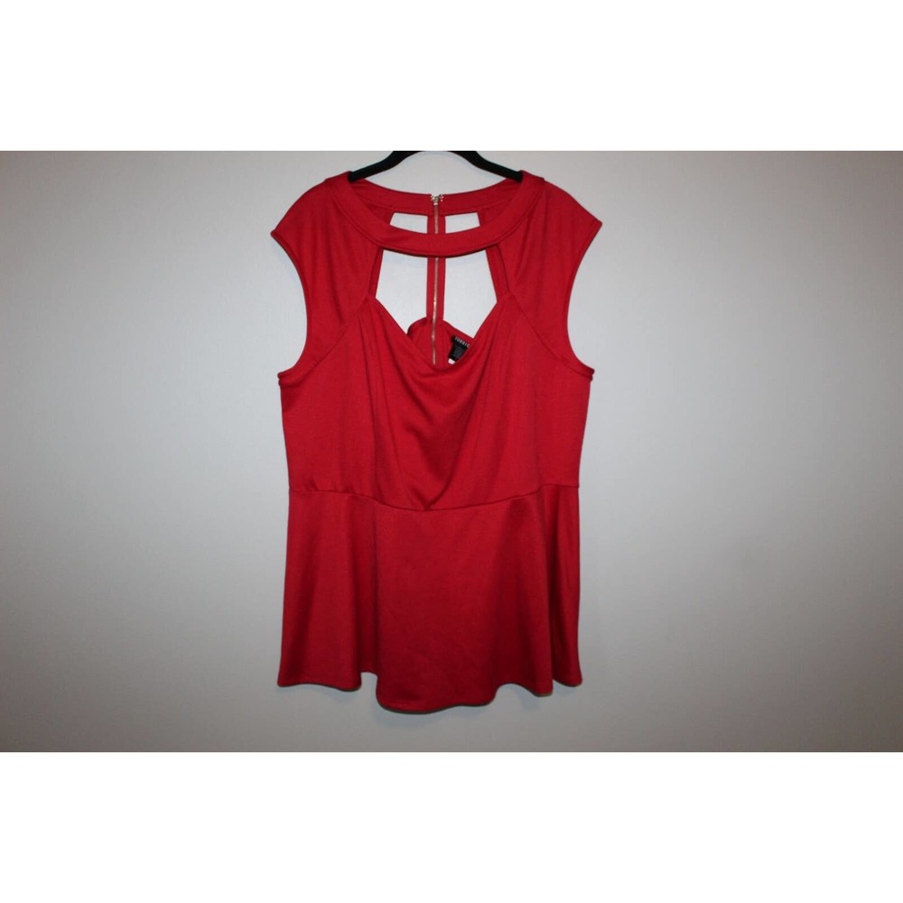 NWT Torrid Cutout Peplum Sleeveless Blouse Red Top Women's Plus Size 3 3X H14642 - Picture 2 of 9